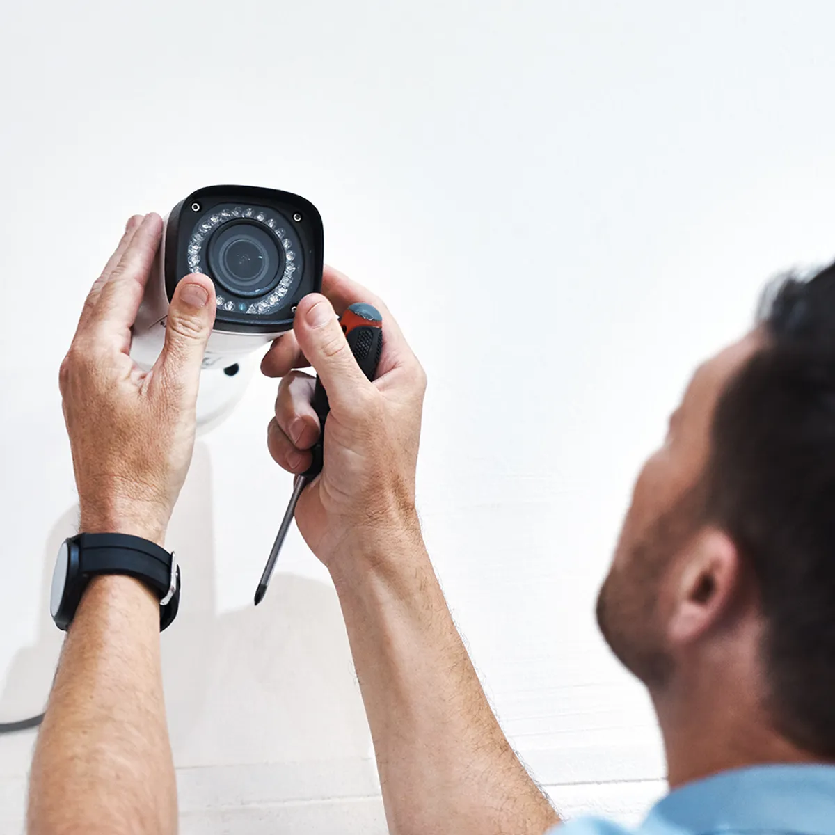 Castle CCTV security team installing surveillance equipment